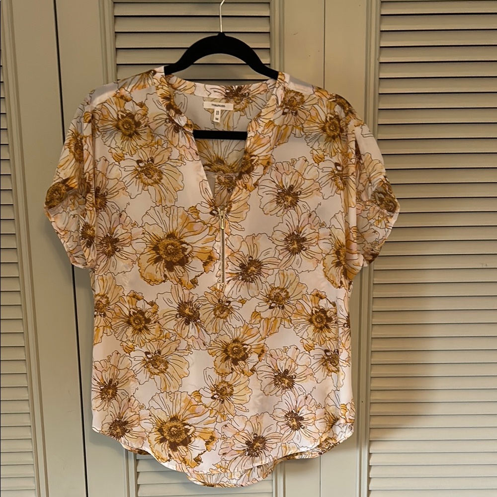 Maurices Half-Zip Floral Blouse